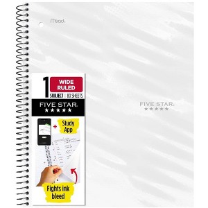 Five Star Active Subject Wide Ruled Notebook 80ct White - 1 of 4