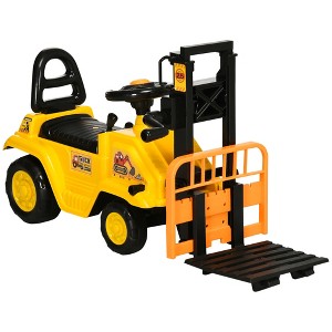 Aosom Sit and Scoot Ride-on Toy with Forklift Operation, Construction Toys for Kids, Forklift Toy for 3-Year-Old Boys & Girls, Imagination Toys - 1 of 4