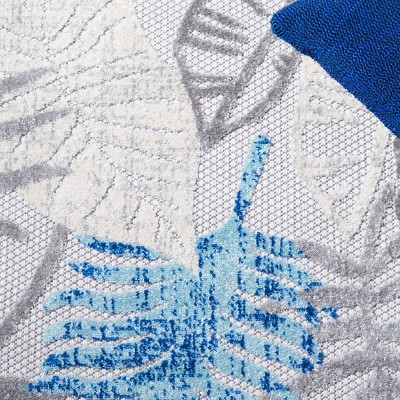 Grey and Blue Floral Synthetic 9' x 12' Area Rug