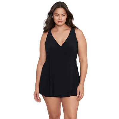 Women's Trimshaper Lola Swim Dress - 22w - Black : Target