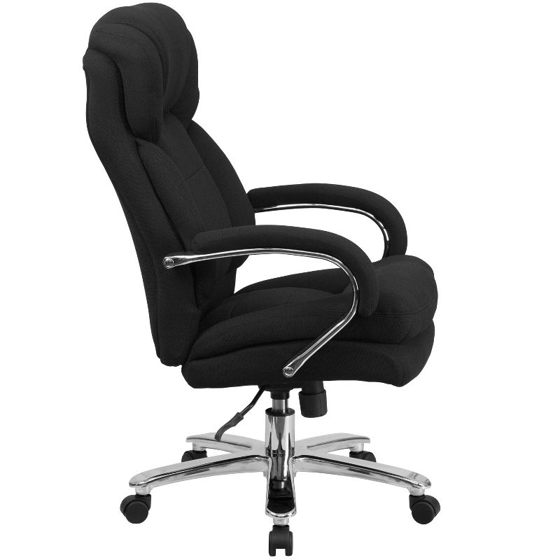 Fabric Rated Executive Swivel Ergonomic Office Chair with Loop Arms Black - Riverstone Furniture, 5 of 7