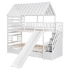 PAGED Twin over Twin Bunk Bed House Shaped Pine Bed Frame with Trundle, Slide, Storage Stairs and Guardrails for Bedroom - 3 of 4