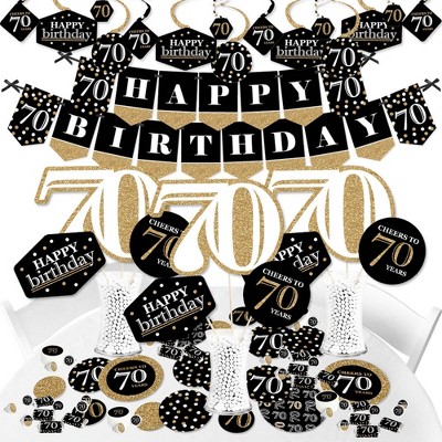 Big Dot of Happiness Adult 70th Birthday - Gold - Birthday Party Supplies - Banner Decoration Kit - Fundle Bundle