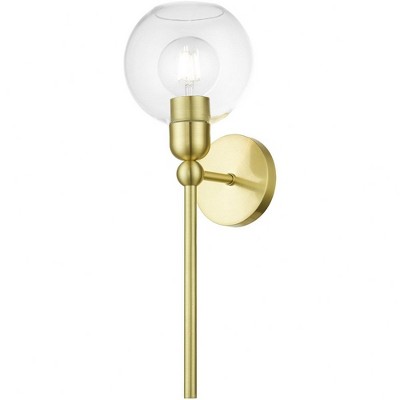 Satin Brass Downtown Sphere Glass 1-Light Sconce