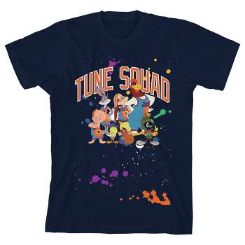 Navy Blue Splatter Print Space Jam 2 Tune Squad Youth Boys Graphic Tee