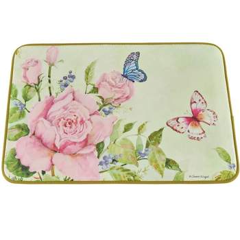 Collections Etc Colorful Butterfly Rose Cushioned Skid-Resistant Bath Mat 20X30