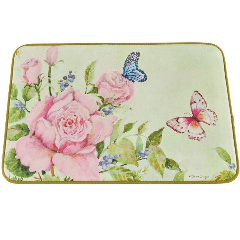 Collections Etc Colorful Butterfly Rose Cushioned Skid-Resistant Bath Mat 20X30, 1 of 3
