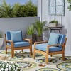 Set of 4 Outdoor Acacia Wood Patio Club Chairs with Water-Resistant Cushions, Outdoor Chair with Slat Panel Design for Garden or Deck-Coolbibila - 3 of 4