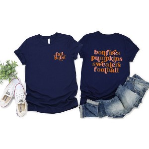 Simply Sage Market Women's Fall Babe Star - Bonfires Pumpkins Sweaters Colorful Front and Back Short Sleeve Graphic Tee - 1 of 4