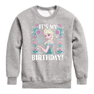 Boys' - Disney - Elsa It's My Birthday Graphic Long Sleeve Fleece Sweatshirt - 1 of 4