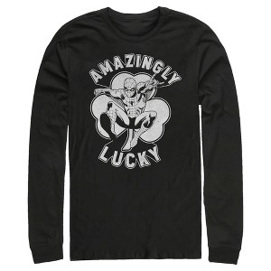 Men's Marvel St. Patrick's Day Spider-Man Lucky Clover Long Sleeve Shirt - 1 of 4