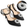 Perphy Women's  Pointed Toe Rhinestones Cut-Out Ankle Strap Stiletto Heel Pumps - 2 of 4