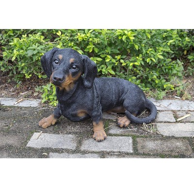 14" Polyresin Sitting Dachshund Outdoor Statue Black - Hi-Line Gift