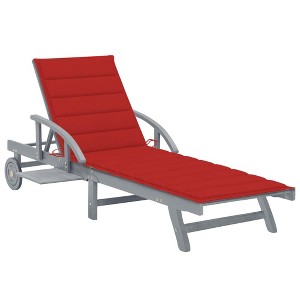 vidaXL Patio Sun Lounger with Cushion Solid Acacia Wood - 1 of 4