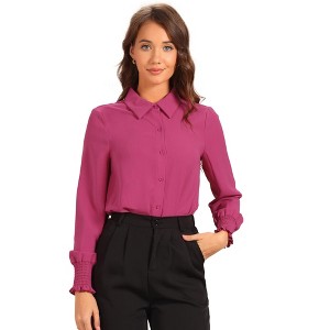 INSPIRE CHIC Women's Long Sleeves Collared Business Dressy Bodysuit Top - 1 of 4