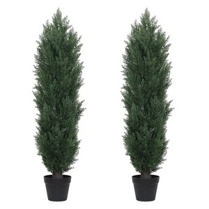 poetree 3/4/5/6ft Faux Cedar Plant in Pot,Artificial Topiary Cone Tree UV Resistant in Pot - 1 of 4