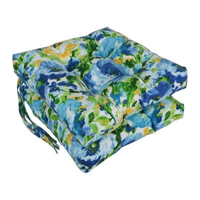Blazing Needles, 16-inch Spun Polyester Patterned Outdoor Square Tufted Chair Cushions (Set of 2)