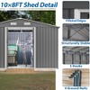 10X8 FT Outdoor Tool Storage Shed with Metal Foundation & Lockable Doors, All Weather Metal Sheds for Garden, Patio, Backyard, Lawn, Gray - 4 of 4