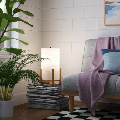 Paper Lantern Table Lamp Natural Wood - Room Essentials™: ETL Listed, Metal Base, Dorm Decor, Inline Switch