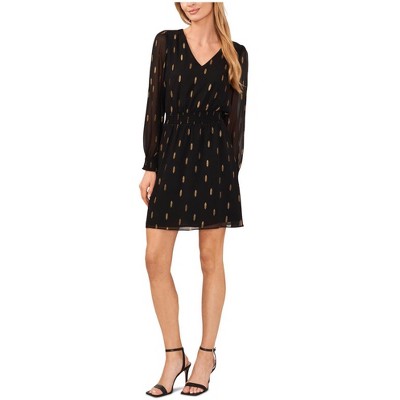 MSK Womens Metallic Print Fit & Flare Dress