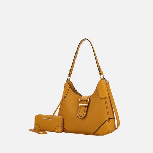 MKF Collection Juliette Vegan Leather Women’s Shoulder Bag with Matching Wallet by Mia K - Mustard - 1 of 4