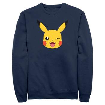 Men's Pokemon Pikachu Wink Face Sweatshirt - Royal Blue - Large : Target