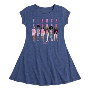 Girls' - Barbie - Fierce Strong Female Fit & Flair Cap Sleeve Dress - 1 of 2