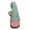 Alpine Corporation Gnome with Turquoise Hat Holding Sunflower Décor: Ceramic, 21" High Outdoor Statue - image 4 of 4