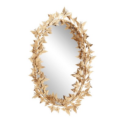 Glam Metal Oval Decorative Wall Mirror Gold - Olivia & May