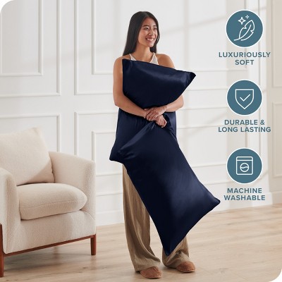 Midnight Blue Satin Standard/Queen Pillowcase Set