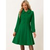 Allegra K Women's Winter Vintage Collared A-Line Double Breasted Long Swing Overcoat - 2 of 4