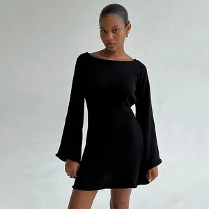 princess polly baby blue dress Women's Black Long Sleeve Maxi Dresses main image 1