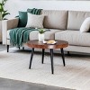 INFURNIC Coffee Tables Modern Farmhouse Round Coffee Table Natural Finish MDF Top with Metal Stand for Living Room, Brown, 23.6"*23.6"*14.5" - 2 of 4