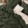 Olive Green Pinch Pleat Duvet Cover King, 3 Piece Microfiber Set with Zipper Ties - 3 of 4