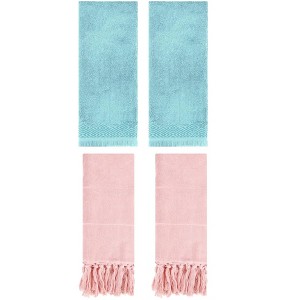 REGALWOVEN 4 Packs Cotton Absorbent Soft Turkish Hand Towels with tassel for Bathroom - 1 of 4