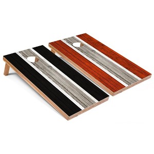 Skip's Garage Black and Orange Striped Cornhole Board Set, Includes 2 Boards, 8 Bags - 1 of 4