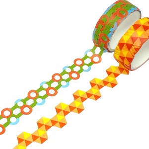 Wrapables Bright Geometric Design Hollow Washi Masking Tape 4M Length Total (Set of 2) - 1 of 4