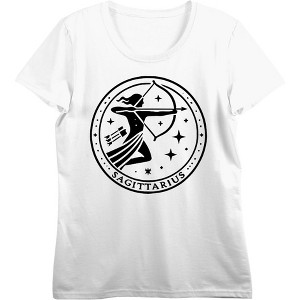 Sagittarius Zodiac Archer And Arrows Adult Crew Neck Short Sleeve Tee - 1 of 3