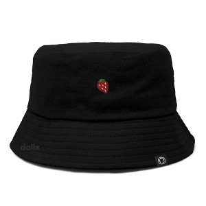 Dalix Lil Strawberry Embroidered Cotton Bucket Hat Outdoor Bucket Fruit Cap Womens - 1 of 4