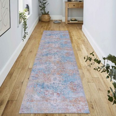 Kumasinova Multicolored Area Rug, Non-Slip Low-Pile Living Room Rug, Boho Washable Rugs, Stain-Resistant Door Mat, Kids & Pets Friendly