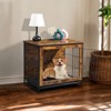 FCH Disassembled and Assembled, Rotten Wood Color, Melamine-coated Particleboard, Double-door, with Tray and Cushion, Cat and Dog Cage Side Table - 4 of 4