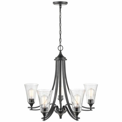 Natalie Rubbed Bronze 5-Light Chandelier with Glass Shades