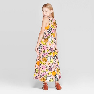 fruit print maxi dress