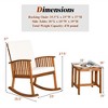 Costway 2PCS Acacia Wood Patio Rocking Chair Set Cushioned Coffee Table - 3 of 4