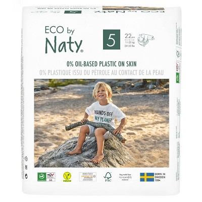 Eco By Naty 6pk Premium Disposable Diapers for Sensitive Skin - Size 5 (132ct)