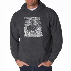LA Pop Art Men's Word Art Hooded Sweatshirt - POPULAR HORSE BREEDS - 1 of 4