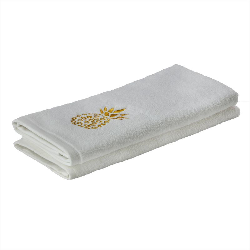 2pk Gilded Pineapple Hand Towel Set White - SKL Home, 4 of 7