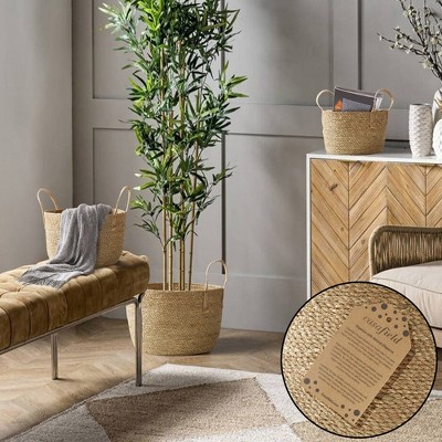 Set of 3 Natural Seagrass Round Storage Baskets with Jute Handles