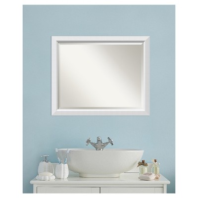 Flair Soft White Satin Finish Rectangular Wall Mirror 32" x 26"