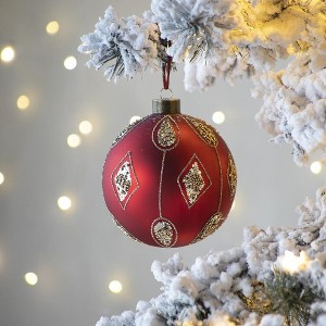 YOOCOZZ Eye-catching Christmas Decor, Party Accessories Set - Red Xmas Ball Ornaments, Glass Decorative Hanging Ball Xmas Tree Ornaments - 1 of 4